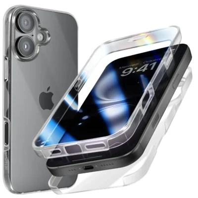 Funda Doble 360° para iPhone 16 Plus Silicona Transparente Ultraprotectora