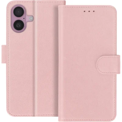 Funda de Cuero en Libro para iPhone 16 Plus - Rosa