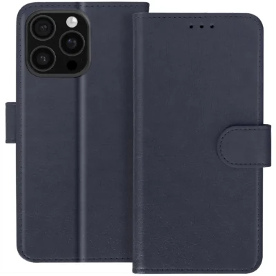 Funda de Cuero en Libro para iPhone 15 Pro - Azul