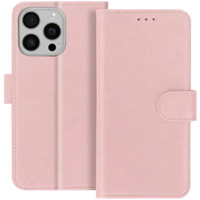 Funda de Cuero en Libro para iPhone 15 Pro Max - Rosa