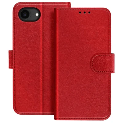 Funda de Cuero en Libro para iPhone 16e - Rojo