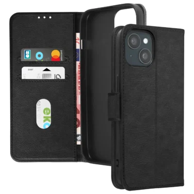 Funda de Cuero en Libro para iPhone 15 - Negro