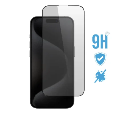 Protector de Vidrio Templado 9H con Bordes Curvos y Adhesivo Negro para Apple iPhone 15