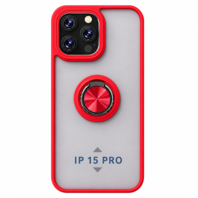 Funda con Anillo Integrado para Apple iPhone 15 PRO - Rojo