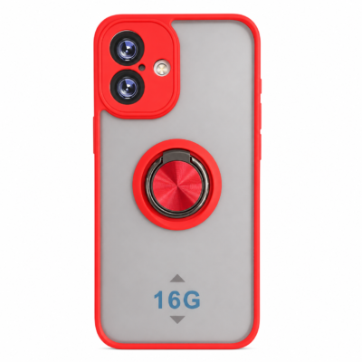 Funda con Anillo Integrado para Apple iPhone 16 - Rojo
