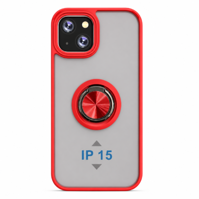 Funda con Anillo Integrado para Apple iPhone 15 - Rojo