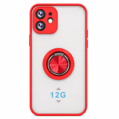 Funda con Anillo Integrado para Apple iPhone 12 - Rojo