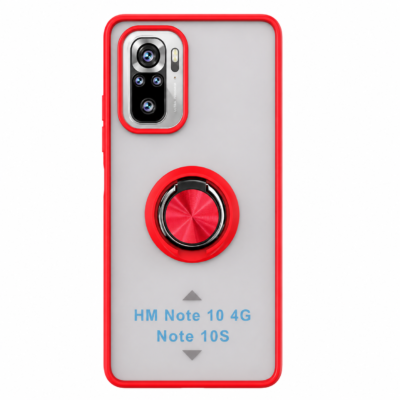 Funda con Anillo Integrado para Xiaomi Redmi Note 10S - Rojo