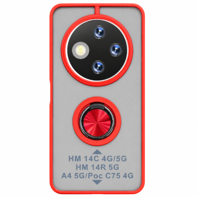 Funda con Anillo Integrado para Xiaomi Redmi 14C - Rojo
