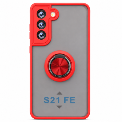 Funda con Anillo Integrado para Samsung S21 FE - Rojo