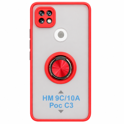 Funda con Anillo Integrado para Xiaomi Redmi 9C - Rojo