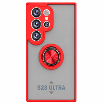 Funda con Anillo Integrado para Samsung S23 ULTRA - Rojo