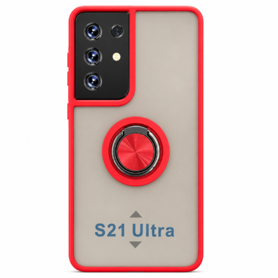 Funda con Anillo Integrado para Samsung S21 - Rojo