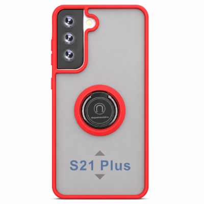 Funda con Anillo Integrado para Samsung S21 PLUS - Rojo