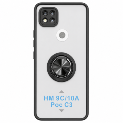 Funda con Anillo Integrado para Xiaomi Redmi 9C - Negro