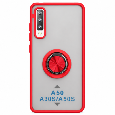 Funda con Anillo Integrado para Samsung A50 - Rojo