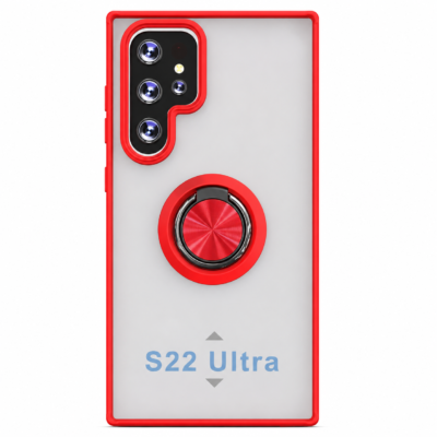 Funda con Anillo Integrado para Samsung S22 ULTRA - Rojo