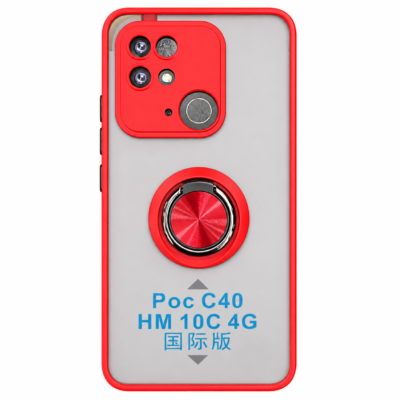 Funda con Anillo Integrado para Xiaomi Redmi 10C - Rojo