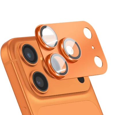 Protector de Cámara Trasera Completo para iPhone 17 Pro Max – Cristal Templado y Protección de Lentes - Naranja