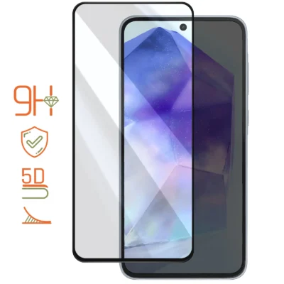 Protector de Pantalla de Cristal Templado Full Cover para Samsung Galaxy A55 – Borde Negro