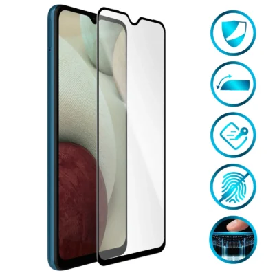 Protector de Pantalla de Cristal Templado Full Cover para Samsung Galaxy A12 – Borde Negro