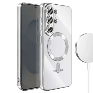 Funda Magnética MagSafe para Samsung Galaxy S26 Ultra con Marco Metálico y Protección de Cámara - Plata