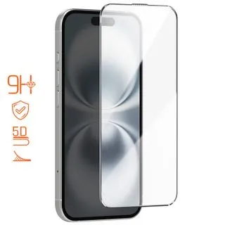 Protector de Pantalla de Cristal Templado Full Cover para iPhone 16 Plus – Borde Negro