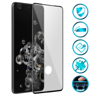 Protector de Pantalla de Cristal Templado Full Cover para Samsung Galaxy S20 Ultra Fe– Borde Negro