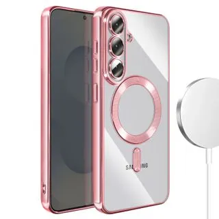Funda Magnética MagSafe para Samsung Galaxy S26 Plus con Marco Metálico y Protección de Cámara - Rosa