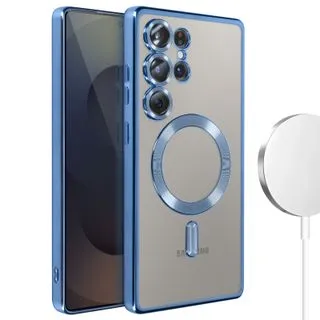 Funda Magnética MagSafe para Samsung Galaxy S25 Ultra con Marco Metálico y Protección de Cámara - Azul
