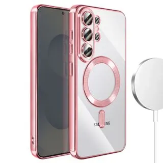 Funda Magnética MagSafe para Samsung Galaxy S26 Ultra con Marco Metálico y Protección de Cámara - Rosa