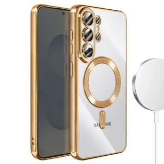 Funda Magnética MagSafe para Samsung Galaxy S26 Ultra con Marco Metálico y Protección de Cámara - Oro
