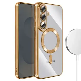 Funda Magnética MagSafe para Samsung Galaxy S26 Plus con Marco Metálico y Protección de Cámara - Oro