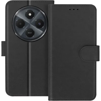 Funda de Cuero en Libro para Xiaomi Redmi 14C - Negro