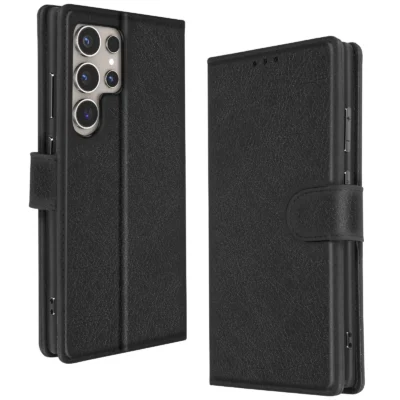 Funda de Cuero en Libro para Samsung Galaxy S23 Ultra - Negro