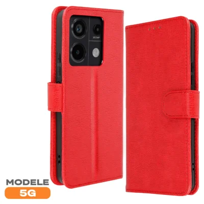 Funda de Cuero en Libro para Xiaomi Redmi Note 13 Pro 5G - Rojo