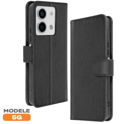 Funda de Cuero en Libro para Xiaomi Redmi Note 13 5G - Negro