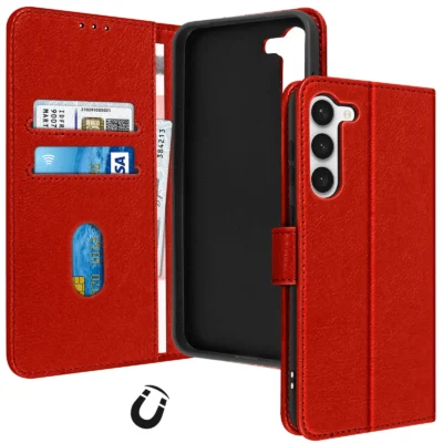 Funda de Cuero en Libro para Samsung Galaxy S23 Plus - Rojo