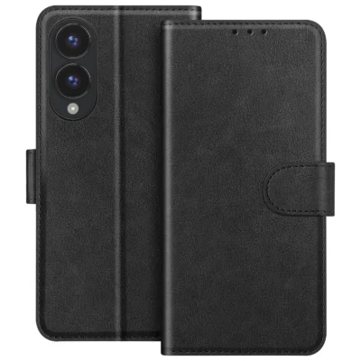 Funda de Cuero en Libro para Samsung Galaxy S25 Edge - Negro