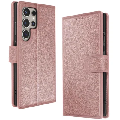 Funda de Cuero en Libro para Samsung Galaxy S23 Ultra - Rosa