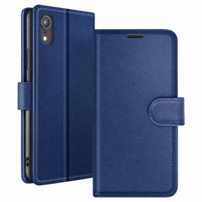 Funda de Cuero en Libro para iPhone XR - Azul
