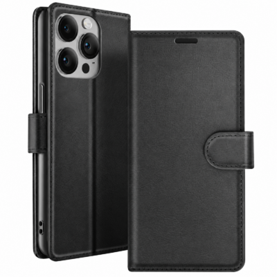 Funda de Cuero en Libro para iPhone 14 Pro Max - Negro