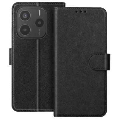 Funda de Cuero en Libro para Xiaomi Redmi Note 14 4G - Negro