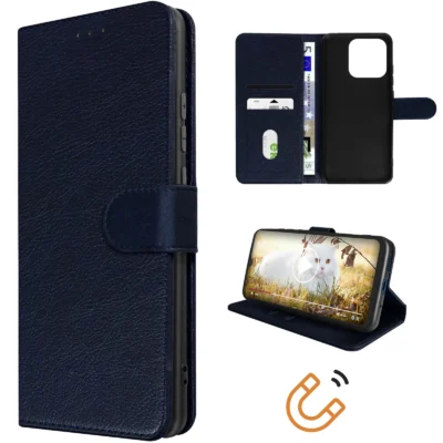 Funda de Cuero en Libro para Xiaomi Redmi 12C - Azul