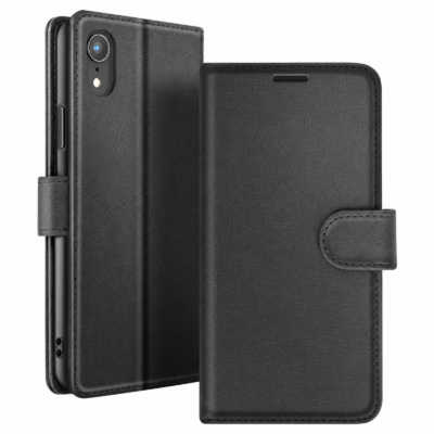 Funda de Cuero en Libro para iPhone XR - Negro