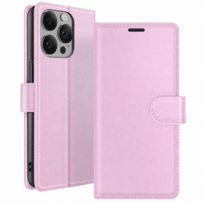 Funda de Cuero en Libro para iPhone 14 Pro Max - Rosa