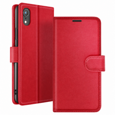 Funda de Cuero en Libro para iPhone XR - Rojo