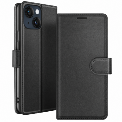 Funda de Cuero en Libro para iPhone 12 - Negro
