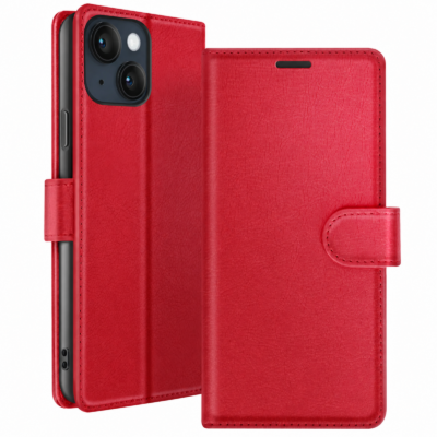 Funda de Cuero en Libro para iPhone 12 - Rojo