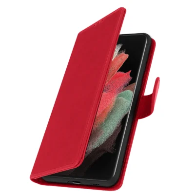 Funda de Cuero en Libro para Samsung Galaxy S21 Ultra - Rojo